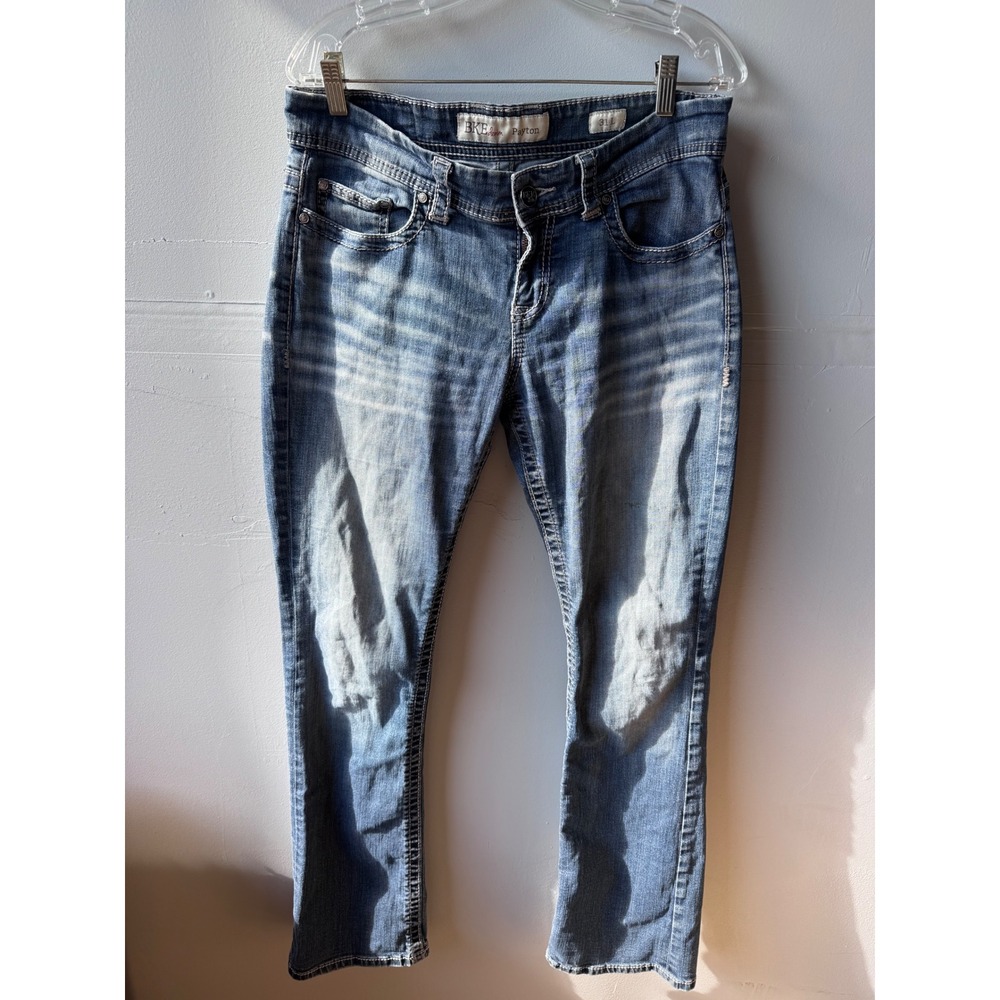 BKE Payton Mens Straight Leg Jeans Medium Wash Thick Stitch 31L Blue Denim
